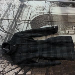 Women's black/grey plaid Majora trench coat
